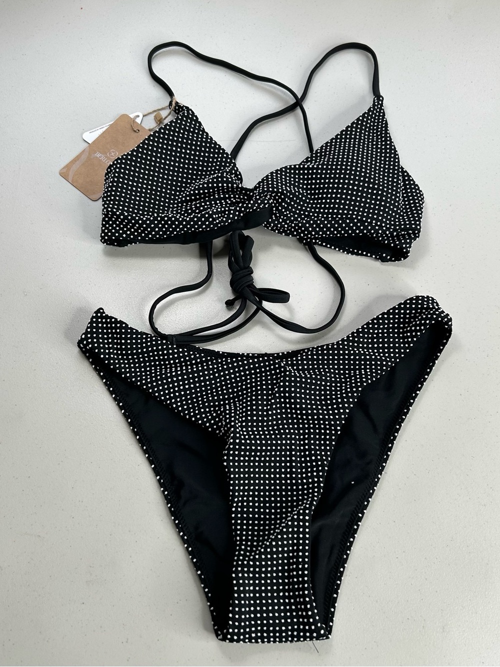 Berlook Bikini Set Black XS Crisscross Top New Swimsuit